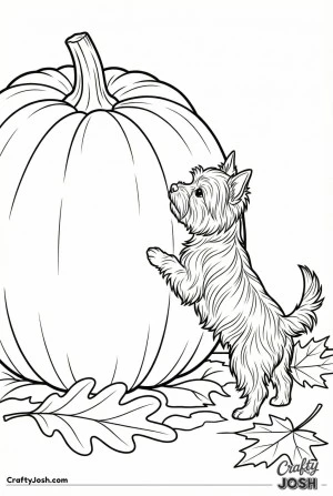 Yorkshire terrier with giant pumpkin