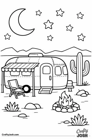 Airstream trailer desert campsite
