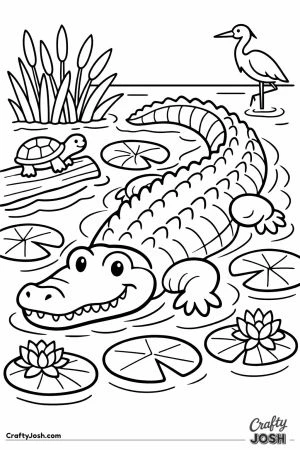 Alligator everglades lily pads simple