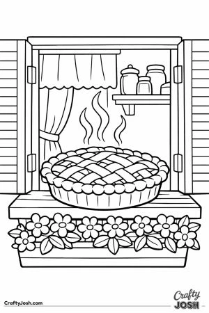 Apple pie cooling windowsill