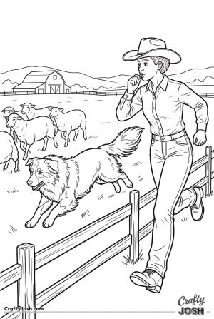 Australian shepherd herding sheep fast