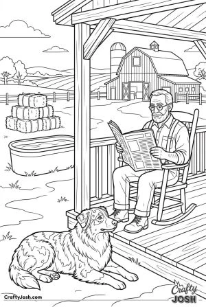 Australian shepherd resting on ranch porch