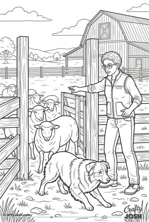 Australian shepherd with sheep