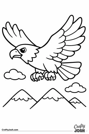Bald eagle soaring mountains simple