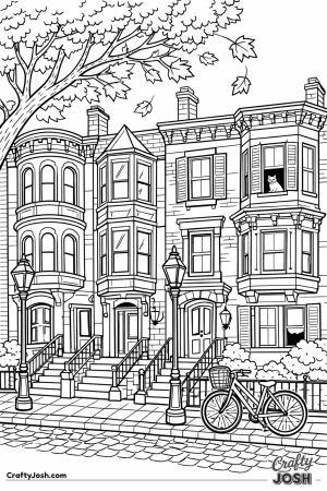 Boston brownstone bay windows row