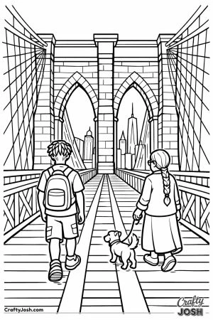 Brooklyn bridge walkway pedestrians