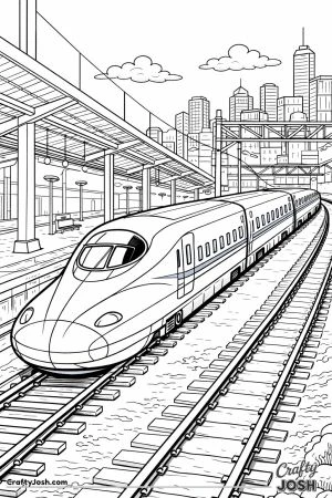 Bullet train departing modern station