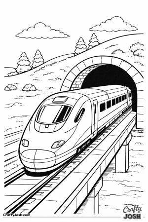 Bullet train entering rounded tunnel