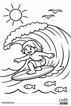 California surfer riding wave simple