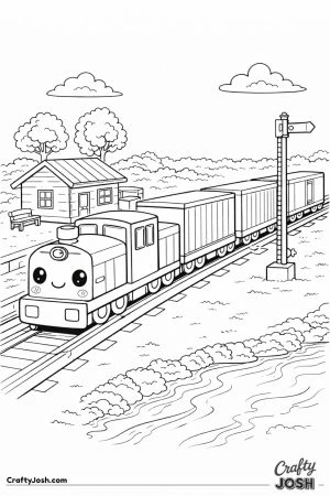 Cargo train at rural station