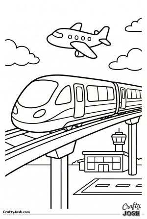 Cartoon airport express train