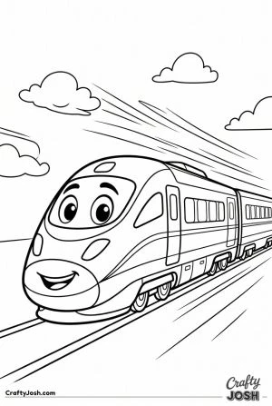 Cartoon bullet train character