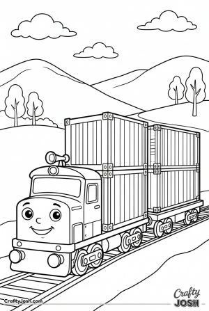 Cartoon cargo container train