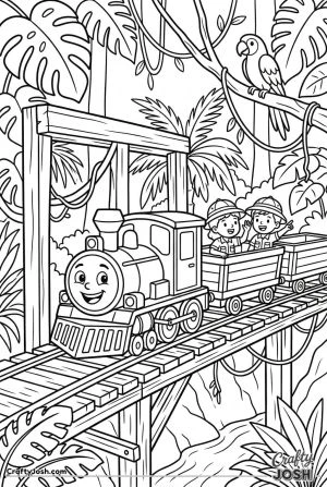 Cartoon jungle adventure train