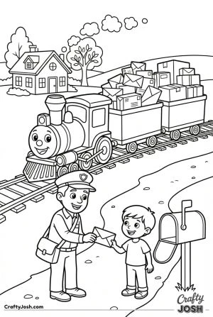 Cartoon mail delivery train