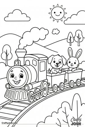 Cartoon train with animal passengers
