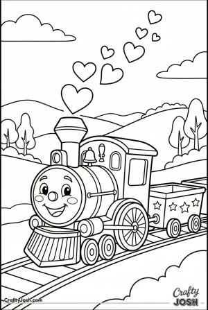 Cartoon train with heart smoke