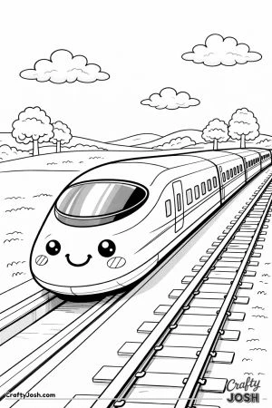 Chibi high speed train zooming forward