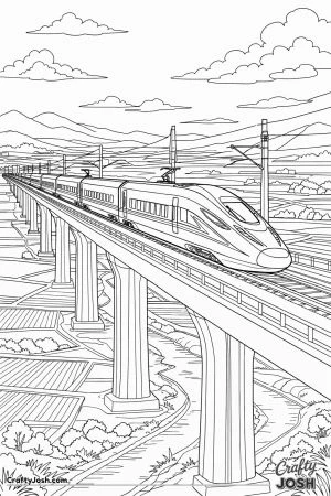 Chinese high speed train on country viaduct