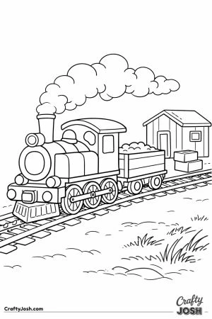 Chunky tank steam engine pulling wagon