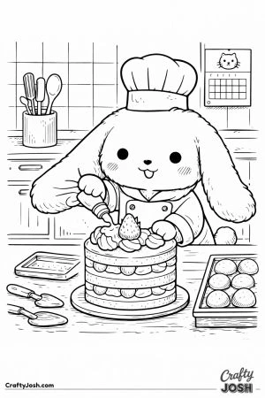 Cinnamoroll cat pastry chef strawberry shortcake