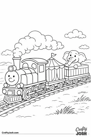 Circus steam train with elephant wagon