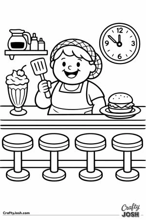 Classic chrome diner counter cook