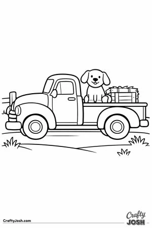Classic pickup truck dog in back