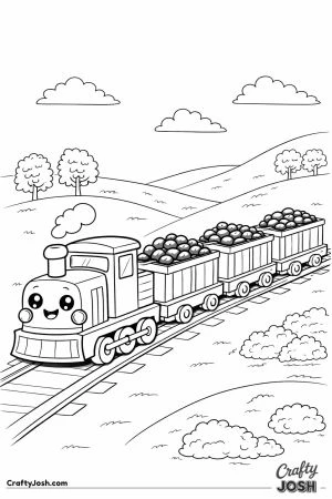 Coal freight train through hills