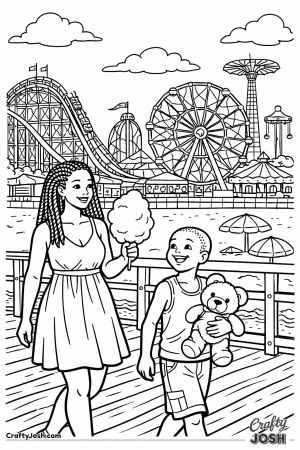 Coney island boardwalk amusement park