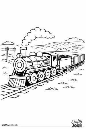 Consolidation steam freight train crossing countryside