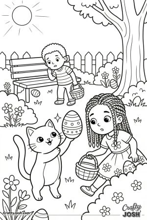 Cute cat easter egg hunt