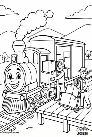 Delivery worker loading freight train