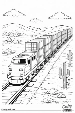 Double stack container train in desert