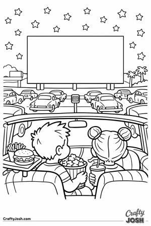 Drive in movie theater kids watching