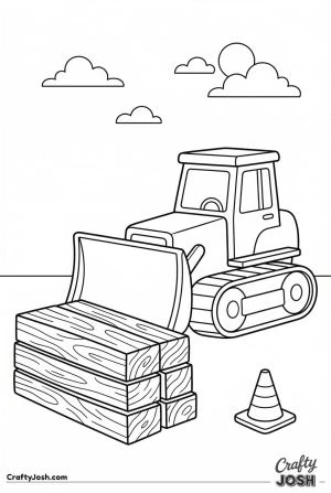 Easy bulldozer by wood planks