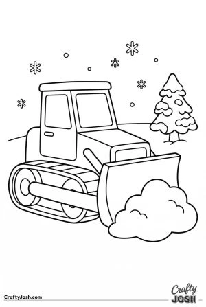 Easy bulldozer clearing snow coloring page