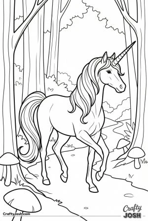 Enchanted forest path unicorn