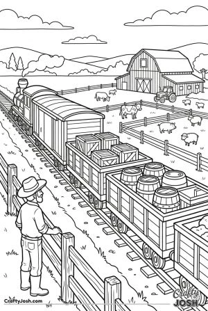 Farmer watching freight train