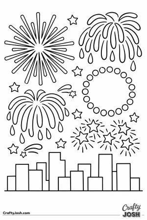 Fourth of july fireworks skyline