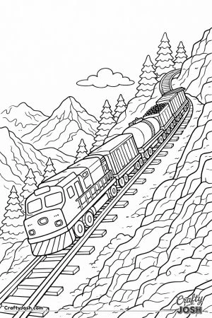 Freight train climbing mountain grade