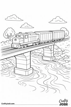 Freight train crossing small bridge