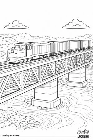 Freight train crossing steel bridge