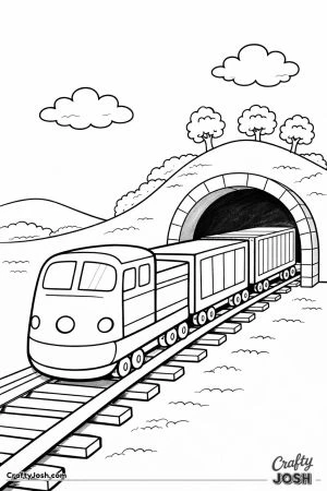 Freight train entering hill tunnel