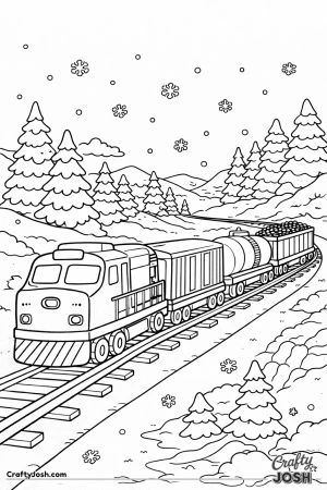 Freight train in snowy landscape