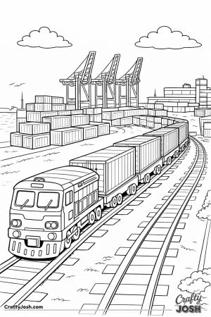 Freight train leaving port terminal
