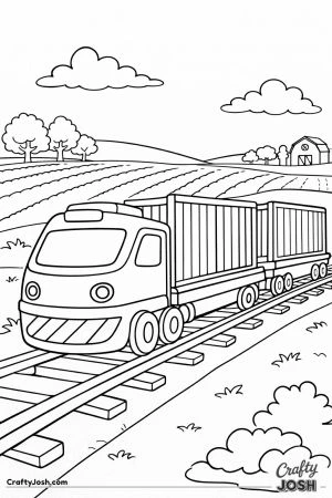 Freight train passing farm fields