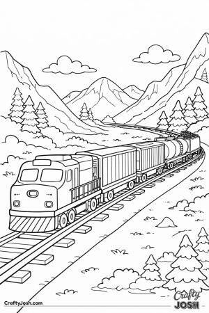 Freight train through mountain pass