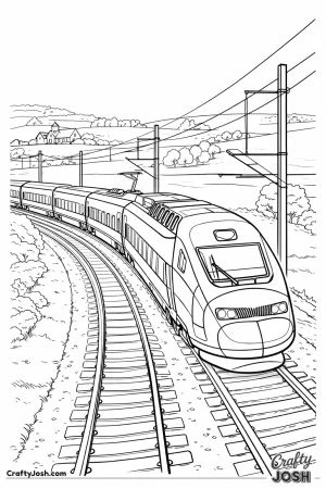 French tgv train racing through countryside