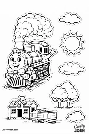 Friendly steam train goodbye cut out set